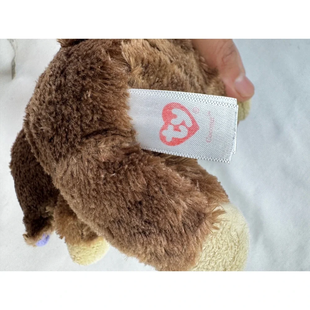 Ty Beanie Boos‎ Coconut Monkey Brown Plush Stuffed Animal Glitter Purple Eyes 6